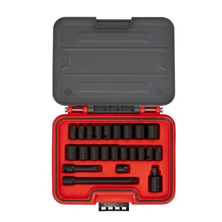 3/8 in Drive Socket Set Metric, SAE 23 Pieces 1/4 in to 3/4 in, 7 mm to 17 mm, Black Phosphate MPN:J72323IM