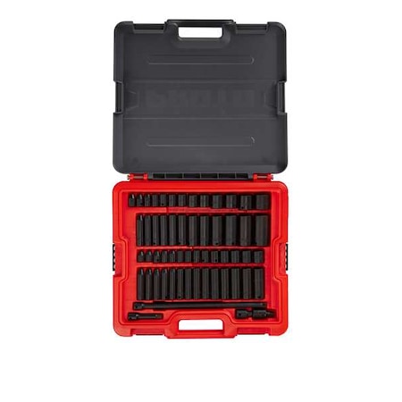 3/8 in Drive Socket Set Metric, SAE 58 Pieces 1/4 in to 1 in, 6 mm to 19 mm, Black Phosphate MPN:J72358IM