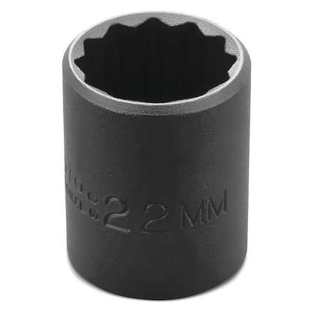1/2 in Drive Impact Socket 22 mm Size 12 pt Standard Depth, Black Oxide MPN:J7422MT