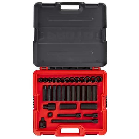 1/2 in Drive Socket Set Metric 32 Pieces 10 mm to 22 mm, Black Phosphate MPN:J74232IM