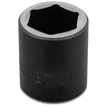 1/2 in Drive, 27mm Metric Socket, 6 Points, Steel, Blk Oxd, 27 mm MPN:J7427M