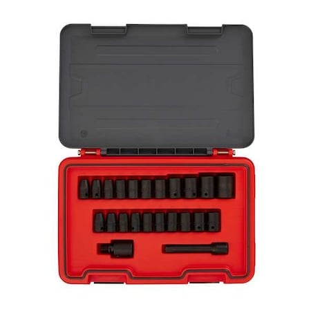 1/2 in Drive Socket Set Metric, SAE 23 Pieces 3/8 in to 1 in, 10 mm to 19 mm, Black Phosphate MPN:J74323IM