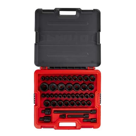 1/2 in Drive Socket Set Metric, SAE 44 Pieces 3/8 in to 1 7/16 in, 8 mm to 27 mm, Black Phosphate MPN:J74344IM
