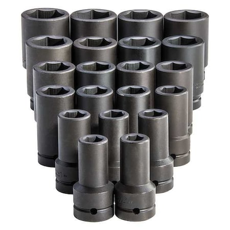 1 in Drive Impact Socket Set, SAE, 21 pcs MPN:J76121