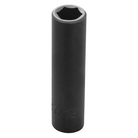 3/8 in Drive Impact Socket 7/16 in Size 6 pt Deep Depth, Black Oxide MPN:J7714HT