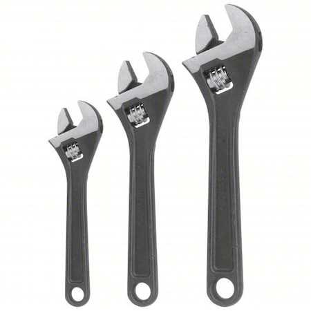 Adjustable Wrench Set, Alloy Steel, Plain MPN:J795SA
