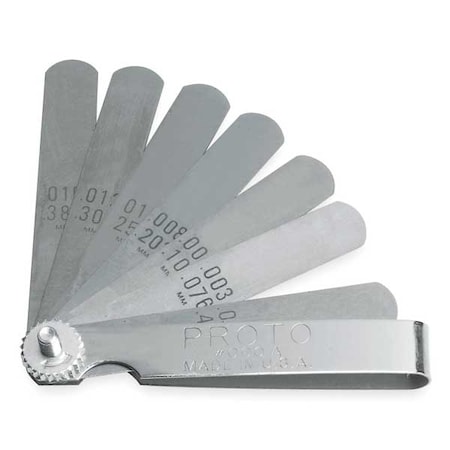 Feeler Gauge Set, 9 Blades, 3 1/16 In MPN:J000A