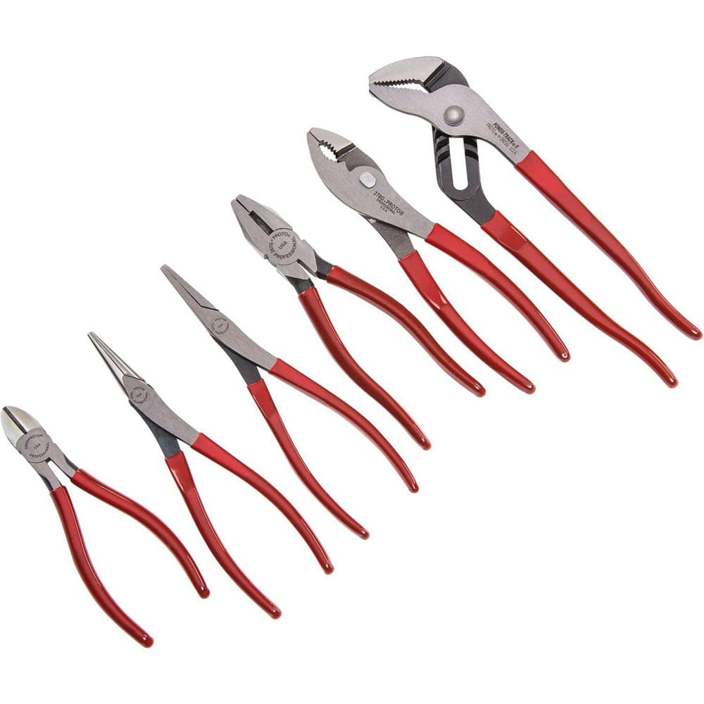Plier Sets, Plier Type Included: Diagonal, Groove, Lineman's, Long Nose, Slip-Joint, Tongue , Container Type: None , Overall Length: 10-1/4 in, 6-1/8 in MPN:J202GS