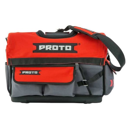 Tool Bag, Red, Bottom: Plastic, Fabric, Handle: Leather, 24 Pockets MPN:J120TB