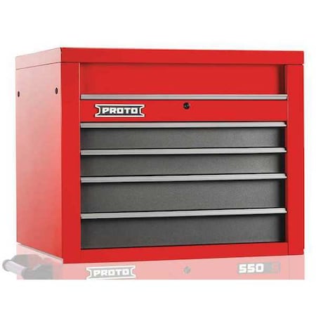 550S Series Top Chest, 4 Drawer, Red/Gray, Steel, 34 in W x 25-1/4 in D x 27 in H MPN:J553427-4SG