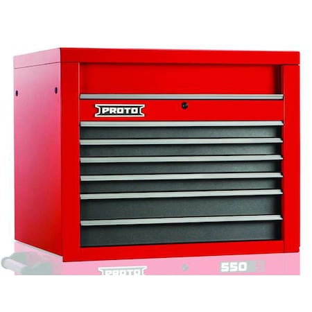 550S Series Top Chest, 6 Drawer, Red/Gray, Steel, 34 in W x 25-1/4 in D x 27 in H MPN:J553427-6SG