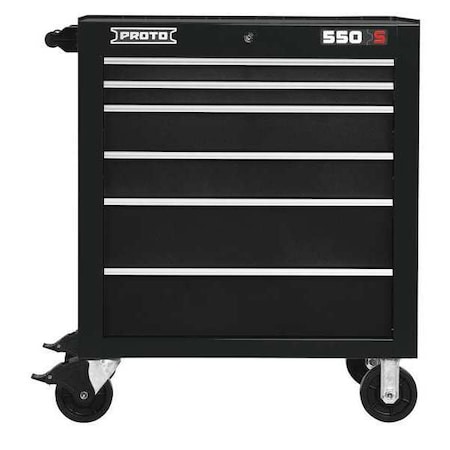 550S Series Rolling Tool Cabinet, 6 Drawer, Black, Steel, 34 in W x 25-1/4 in D x 41 in H MPN:J553441-6BK