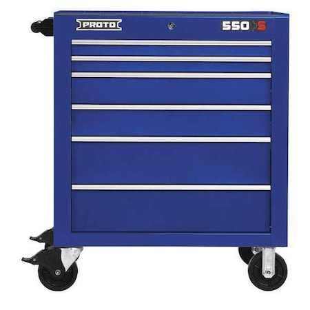 550S Series Rolling Tool Cabinet, 6 Drawer, Blue, Steel, 34 in W x 25-1/4 in D x 41 in H MPN:J553441-6BL