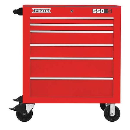 550S Series Rolling Tool Cabinet, 6 Drawer, Red, Steel, 34 in W x 25-1/4 in D x 41 in H MPN:J553441-6RD