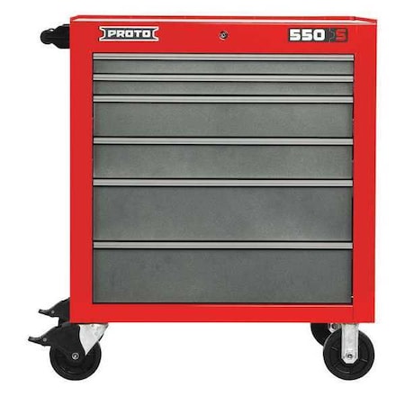 550S Series Rolling Tool Cabinet, 6 Drawer, Red/Gray, Steel, 34 in W x 25-1/4 in D x 41 in H MPN:J553441-6SG