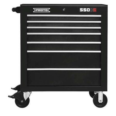550S Series Rolling Tool Cabinet, 7 Drawer, Black, Steel, 34 in W x 25-1/4 in D x 41 in H MPN:J553441-7BK
