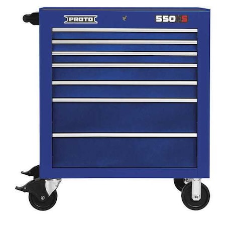 550S Series Rolling Tool Cabinet, 7 Drawer, Blue, Steel, 34 in W x 25-1/4 in D x 41 in H MPN:J553441-7BL