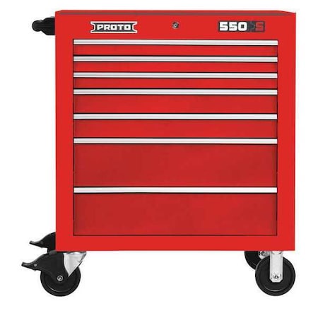 550S Series Rolling Tool Cabinet, 7 Drawer, Red, Steel, 34 in W x 25-1/4 in D x 41 in H MPN:J553441-7RD