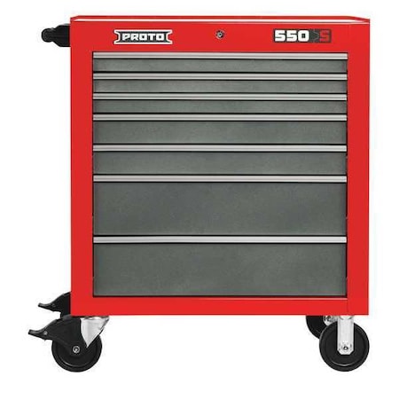 550S Series Rolling Tool Cabinet, 7 Drawer, Red/Gray, Steel, 34 in W x 25-1/4 in D x 41 in H MPN:J553441-7SG