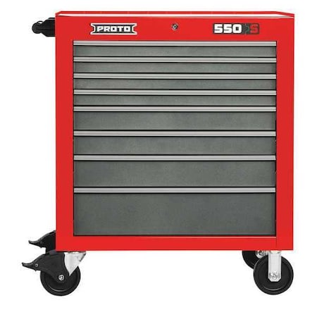 550S Series Rolling Tool Cabinet, 8 Drawer, Red/Gray, Steel, 34 in W x 25-1/4 in D x 41 in H MPN:J553441-8SG