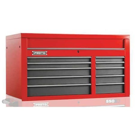 550S Series Top Chest, 10 Drawer, Red/Gray, Steel, 50 in W x 25-1/4 in D x 27 in H MPN:J555027-10SG