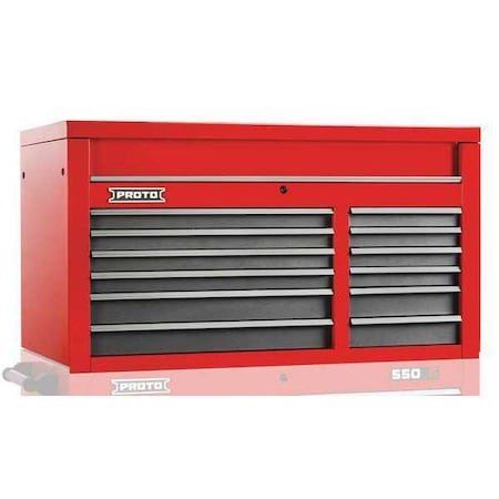 550S Series Top Chest, 12 Drawer, Red/Gray, Steel, 50 in W x 25-1/4 in D x 27 in H MPN:J555027-12SG