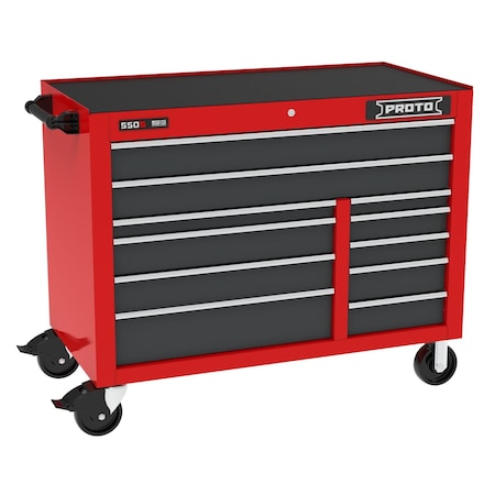 550 Series Rolling Tool Cabinet, 11 Drawer, Red/Gray, 50 in W x 25-1/4 in D x 41 in H MPN:J555041B-11SG
