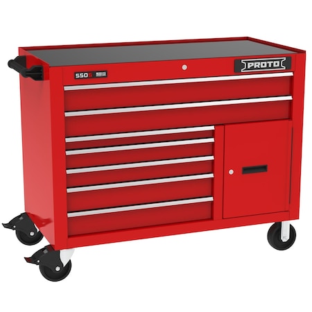 550 Series Rolling Tool Cabinet, 7 Drawer, Red, Steel, 50 in W x 25-1/4 in D x 41 in H MPN:J555041B-7RD-1S