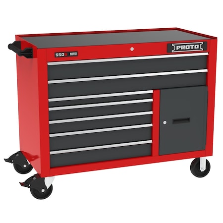 550 Series Rolling Tool Cabinet, 7 Drawer, Red/Gray, Steel, 50 in W x 25-1/4 in D x 41 in H MPN:J555041B-7SG-1S