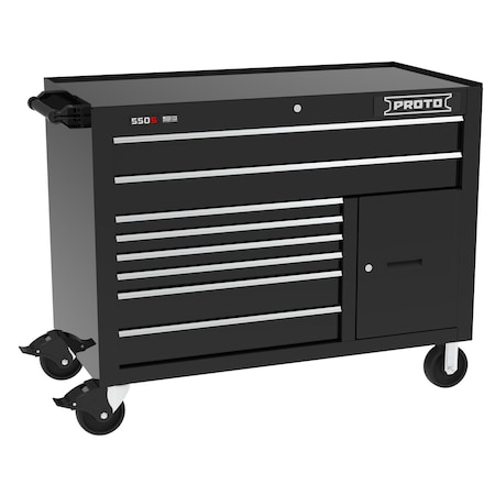 550 Series Rolling Cabinet, 8 Drawer, Black, Steel, 50 in W x 25-1/4 in D x 41 in H MPN:J555041B-8BK-2S