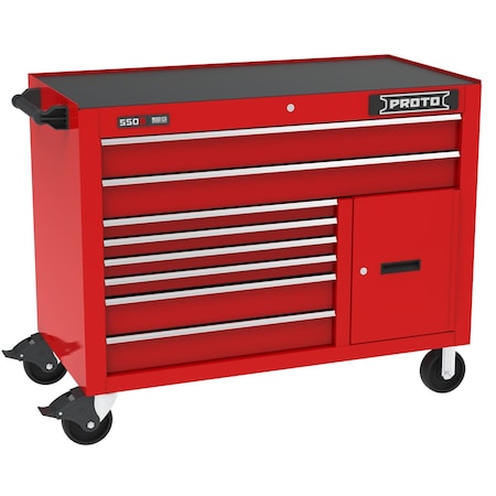 550 Series Rolling Tool Cabinet, 8 Drawer, Red, Steel, 50 in W x 25-1/4 in D x 41 in H MPN:J555041B-8RD-2S