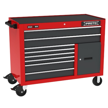 550 Series Rolling Tool Cabinet, 8 Drawer, Red/Gray, Steel, 50 in W x 25-1/4 in D x 41 in H MPN:J555041B-8SG-1S
