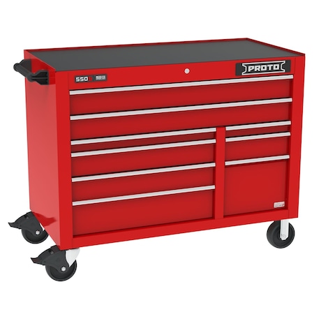 550 Series Rolling Tool Cabinet, 9 Drawer, Red, 50 in W x 25-1/4 in D x 41 in H MPN:J555041B-9RDPD