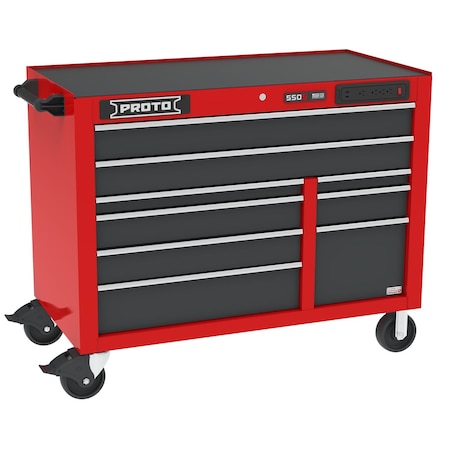 550 Series Rolling Tool Cabinet, 9 Drawer, Red/Gray, 50 in W x 25-1/4 in D x 41 in H MPN:J555041B-9SGPDP