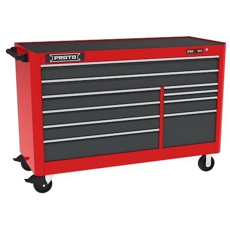 550 Series Rolling Tool Cabinet, 10 Drawer, Red/Gray, 66 in W x 25-1/4 in D x 46 in H MPN:J556646B-10SG