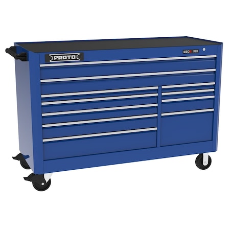 550 Series Rolling Tool Cabinet, 11 Drawer, Blue, Steel, 66 in W x 27 in D x 46 in H MPN:J556646B-11BL