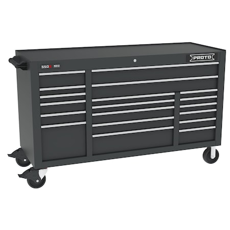 550 Series Rolling Tool Cabinet, 19 Drawer, Dual Black, 67 in W x 25-1/4 in D x 41 in H MPN:J556741B-19DB