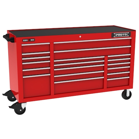 550 Series Rolling Tool Cabinet, 19 Drawer, Red, 67 in W x 25-1/4 in D x 41 in H MPN:J556741B-19RD