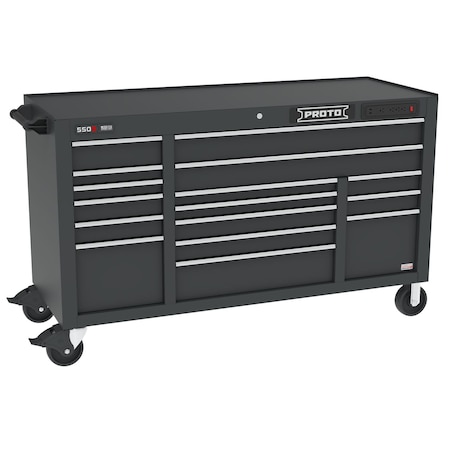 550 Series Rolling Tool Cabinet, 16 Drawer, Dual Black, 67 in W x 25-1/4 in D x 41 in H MPN:J556741B16DBPDP