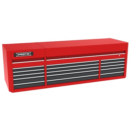 550 Series Top Chest, 15 Drawer, Red/Gray, Steel, 88 in W x 27 in D x 27-1/4 in H MPN:J558827B-15SG