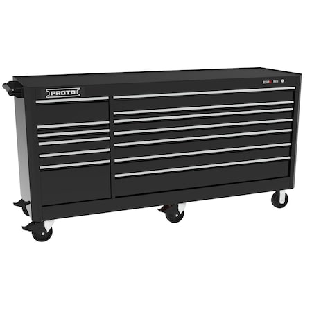 550 Series Rolling Tool Cabinet, 13 Drawer, Black, Steel, 88 in W x 27 in D x 46-1/2 in H MPN:J558846B-13BK