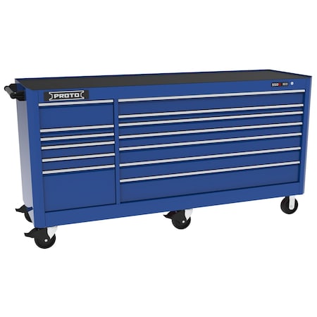 550 Series Rolling Tool Cabinet, 13 Drawer, Blue, Steel, 88 in W x 27 in D x 46-1/2 in H MPN:J558846B-13BL