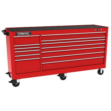 550 Series Rolling Tool Cabinet, 13 Drawer, Red, Steel, 88 in W x 27 in D x 46-1/2 in H MPN:J558846B-13RD