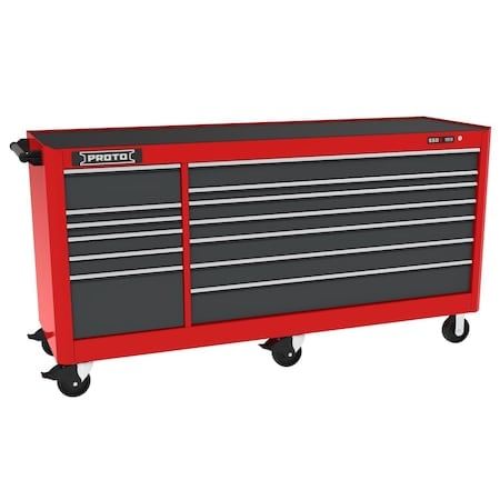 550 Series Rolling Tool Cabinet, 13 Drawer, Red/Gray, Steel, 88 in W x 27 in D x 46-1/2 in H MPN:J558846B-13SG