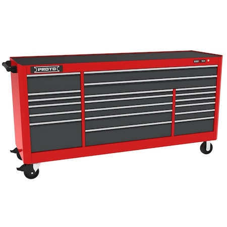 550 Series Rolling Tool Cabinet, 19 Drawer, Red/Gray, 88 in W x 27 in D x 46 in H MPN:J558846B-19SG