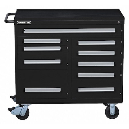 560 Series Rolling Tool Cabinet, 10 Drawer, Black, Steel, 45 in W x 21-1/2 in D x 42-1/2 in H MPN:J564542-10BK