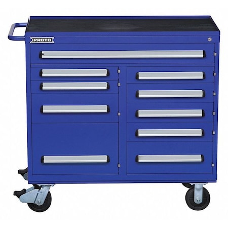 560 Series Rolling Tool Cabinet, 10 Drawer, Blue, Steel, 45 in W x 21-1/2 in D x 42-1/2 in H MPN:J564542-10BL