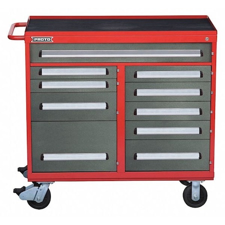 560 Series Rolling Tool Cabinet, 10 Drawer, Red/Gray, Steel, 45 in W x 21-1/2 in D x 42-1/2 in H MPN:J564542-10SG