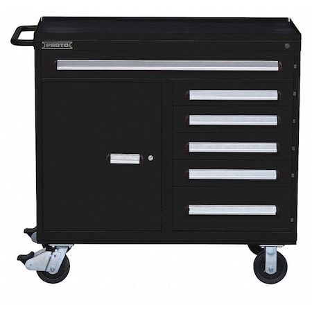 560 Series Rolling Tool Cabinet, 6 Drawer, Black, Steel, 45 in W x 21-1/2 in D x 42-1/2 in H MPN:J564542-6BK-1S