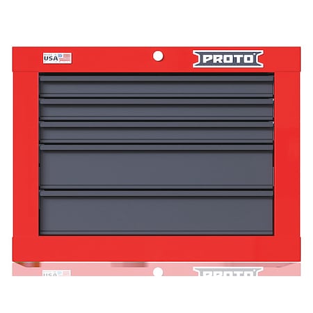 Velocity Top Chest, 5 Drawer, Red/Gray, Steel, 27 in W x 22-1/2 in D x 20 in H MPN:JSTV2720CS05RG